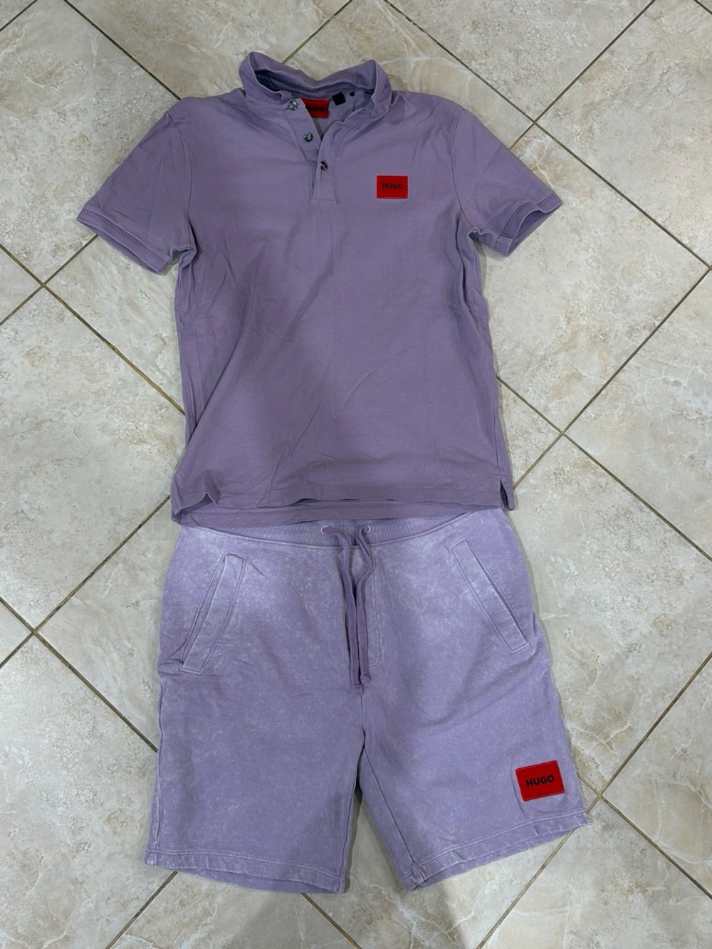 Hugo Boss Lavender Men's Polo & Drawstring Shorts Set